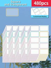 Customized 30/60/120/240/360/480pcs Transparent Waterproof Name Labels - White/Clear/Holographic/Rainbow Customized Stickers, Various Sizes Of Labels, Customizable Text,Office Decor