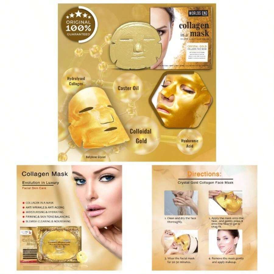 Collagen Gold Gel Face 24k - Lujosa Mascarilla de Gel Antienvejecimiento - Mascarilla de Tela - Hidratante y Rejuvenecedora - Reduce Lneas Finas, Ojeras y Ojos Hinchados - inicial - Ver 1