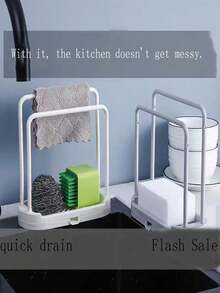 1PC Home Kitchen Cloth Organizer Rack Multi-Functional Drying Rack Sink Double-Layer Storage Rack - Multicolor - View 2