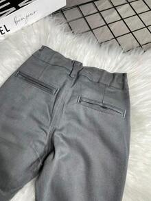 Boys' Gray Dress Pants, Dressy Style, Twill Fabric, With Welt Pockets - Xám - Xem 6