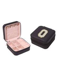 Organizer da viaggio per gioielli, scatola portaoggetti per gioielli con iniziali personalizzabili, organizer multifunzionale per gioielli, organizzazione e conservazione dei gioielli, scatola portagioie compatta, organizer per il trucco, organizer per smalti, elementi essenziali da viaggio, elementi essenziali per crociere, per anelli, collane, orecchini, conservazione dei gioielli, regali per damigelle, regali personalizzati per donne, mogli, mamme