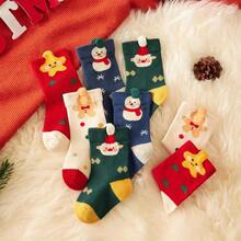 4 Pairs Of Children's Christmas Socks For Autumn And Winter, Cartoonish, Comfortable And Casual, Suitable For Christmas Gifts - Multicolor - View 4