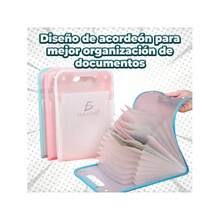 Carpeta Organizador Impermeable Tipo Acordeón Hoja Tamaño A4, organizador de documentos impermeable, carpeta acordeón multihojas, accesorio escuela oficina, archivo portátil resistente - Rosa - Ver 6