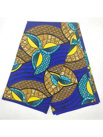 3码/6码蓝色花卉非洲蜡染布，双面几何多色涤纶面料，安卡拉风格非洲面料，适用于圣诞节、复活节、万圣节、春节礼物设计、DIY拼布缝纫、玩偶、装饰品、手工艺品和家居装饰、礼品包装布 | 多种图案 | 装饰流苏细节，按码出售