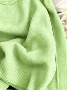 Women's Solid Color Raglan Sleeve Casual Soft & Cozy Knit Sweater, Autumn/Winter - Mint Green - View 5