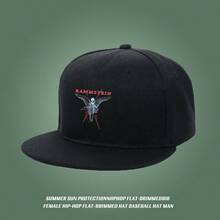 A black cap with an embroidered RAMMSTEIN logo and a modern design duckville cap visual ball cap unisex snapback retro fashionable snapback cap small head around low cap low cap Baseball cap baseball cap large head around graphic print flat bill cap sports breathable duck cap haphop baseball cap snapback cap - ブラック - チェックする 4