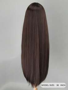 36英寸女士超长棕色直发假发，耐热合成假发 - 柔软自然长假发，适合角色扮演，酷炫棕色假发 - 棕色 - 查看 6