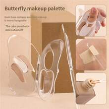 1 Bộ (Bảng màu có thể gập lại, thìa trộn + túi nhung) Son môi & Bảng màu trang điểm, Bảng màu vẽ móng dễ thương, Nhỏ gọn & Thiết thực, Tiện lợi cho nghệ sĩ trang điểm, Bảng màu trộn kem nền trang điểm có thể gập lại bằng acrylic - trong suốt - Xem 1