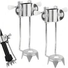 2 Pcs Ice Tip Attachments For Walking Sticks & Crutches, Five-Point Steel Spikes For Secure Footing On Ice & Snow, Robust Anti-Slip Protection For Winter (Easy Installation, Universally Compatible) - Silver - View 6