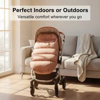 1 pieza Cubierta para los pies del cochecito de bebé, Saco de dormir, Cubierta gruesa a prueba de viento e impermeable, Multifuncional transpirable y lavable, Cubierta cómoda para los pies del cochecito de bebé con diseño de cremallera ajustable, Adecuado para viajes al aire libre en invierno, Accesorio de manta suave y acogedor para bebé
