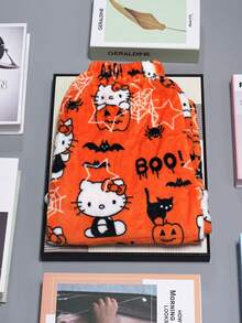 Piżama flanelowa Sanrio na jesień/zimę, Hello Kitty w kolorze pomarańczowym, luźna, urocza, na Halloween i Boże Narodzenie, Hello Kitty, elegancka, pasująca do pary, bielizna nocna