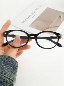 1 pieza Gafas sin receta ovaladas y pequeñas para mujer, adecuadas para uso diario