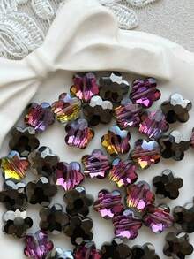 10颗梅花玻璃珠，用于制作珠宝手链，10毫米透明水晶隔珠，DIY吊坠耳环手工饰品 - 玻璃梅花珠 - 查看 7