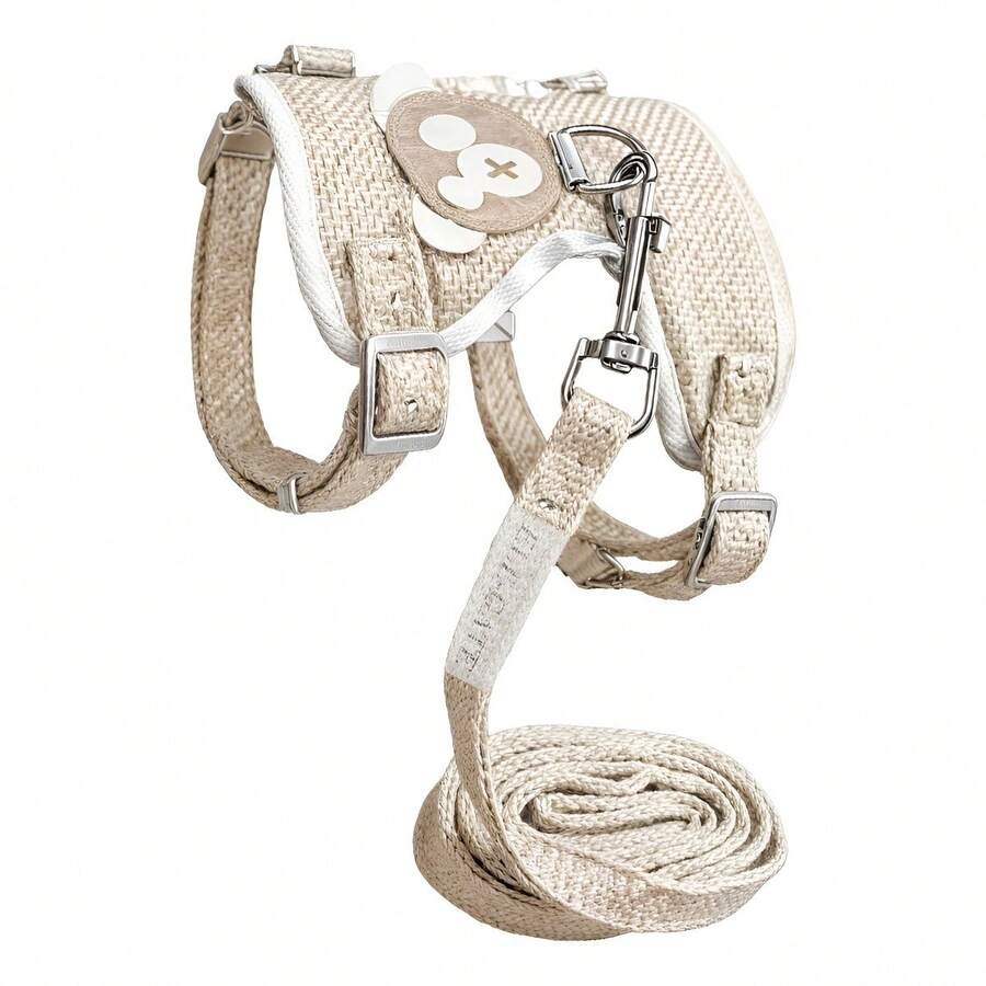 Correa Pechera Tela Ajustable Diseño Osito Mascota Pequeñas - Camel - Ver 1