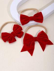 3 sztuki opasek na głowę dla niemowląt, czerwone, najwyższej jakości aksamitne opaski do włosów dla małych dzieci, noworodków, elastyczne, nylonowe opaski do włosów, najwyższej jakości aksamitne, jesienno-zimowe, akcesoria do włosów dla dzieci