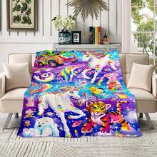 1pc Whimsical Unicorn & Cheetah Print,Colorful And Cute Animals Fleece Blanket - Soft, Lightweight & Durable Flannel Throw With Vibrant Rainbow Colors, 280gsm For Him And Her, Perfect For Naps, Camping, Travel, Home, Daily, Office Decoration, Birthdays Anniversary, Valentine's Day, Thanksgiving Day, Christmas, Halloween, Mother's Day, Father's Day, Wedding, New Year Gifts, Personalized Ideal Gifts For Her, Him, Family, Boyfriend, Girlfriend, Father, Family, Mother, Lover, Daughter, Son, Grandpa, Grandma, Friend, Classmate, Pet. Sofa,Bed,Car,Bedroom,Living Room,Office,  Outdoor Camping, Beach,Wall Decoration - Nhiều màu 7 - Xem 3