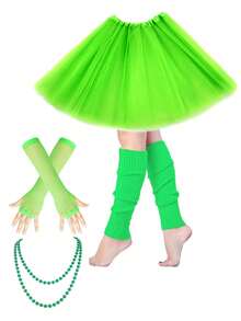 D EXCEED 1 双/4 件装女士露指渔网手套臂套 – 80 年代复古服装配饰 – 适用于 80 年代主题派对、舞蹈表演、舞台演出和圣诞节 - 彩色 - 查看 30