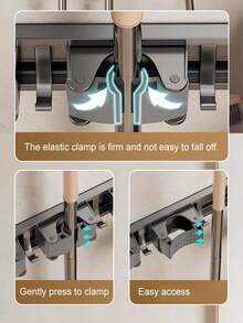 Cârlig de mop autoforant puternic, suport pentru mop montat pe perete, cârlig puternic pentru depozitare și suport de agățare, cârlig de mop de perete pentru baie și toaletă, dispozitiv de depozitare metalic portant care economisește spațiu pentru agățare, potrivit pentru casă, bucătărie, grădină, spălătorie și garaj - soluție durabilă de depozitare pentru unelte și echipamente