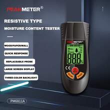 PEAKMETER Huayi PM6811A Wood Moisture Meter Concrete Wall And Cardboard Moisture Tester Measurement Range 0-99.9%, Digital LCD Screen