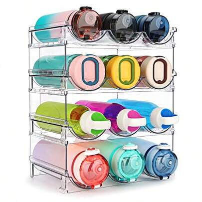 Water Bottle Organizer For Cabinet 4 Pack Water Bottle Organization And Stora Shelf Plastic Water Bottle Holder Rack For Frid Kitchen Detop