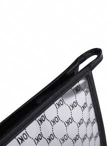 1pc Waterproof Transparent Zipper Makeup Bag, Portable Travel Cosmetic Storage Pouch - Black - View 3