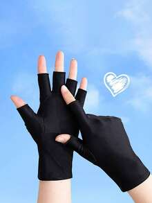 Outdoor Cycling Gloves, Unisex Ice Silk High Elasticity Half Finger Gloves, Ladies Thin Summer UV Protection Gloves - Multicolor - View 4