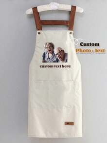1pc Custom Apron For Dad Father Men Women Custom Text Logo Chef Cooking Kitchen Apron Personalized Kitchen Waterproof Apron Custom Logo Name Chef Cooking Apron Perfect For Mom Husband Girlfriend Boyfriend Father's Day Valentine's Day Mother's Day Birthday Anniversary Graduation Wedding Love Unique
