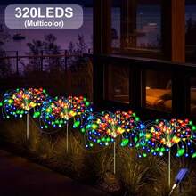 Bộ 4 đèn LED năng lượng mặt trời hình pháo hoa 240/320W, đèn trang trí năng lượng mặt trời thông minh cảm biến ánh sáng, chống nước IP44, 8 chế độ chiếu sáng pháo hoa, thích hợp cho đường phố thương mại, vỉa hè, sân vườn, tiệc tùng, đám cưới và các trang trí ngày lễ khác cũng như trang trí phông nền chụp ảnh/lối đi (Trắng/Nhiều màu/Ấm) - Nhiều màu - Xem 15
