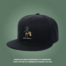 Stylish black cap with French horn design baseball cap snapback snapback cap Baseball cap duck cap fashionable ball cap graphic print visual snapback cap haphop baseball cap breathable large head around duckville cap unisex low cap small head around flat bill cap retro low cap sports - ブラック - チェックする 1