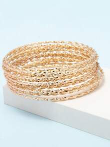 15pcs Minimalist Unique Threaded Stacking Bangle Bracelets - one-size - View 3