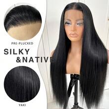13x4 HD Synthetic Lace Front Wig Pre Plucked Ready To Wear 28 Inch Glueless Straight Lace Front Wig For Women Natural Looking Synthetic Heat Resistant Fiber Lace Wig - màu đen - Xem 5