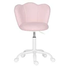 Home Office Chair, Desk Chair, Height-Adjustable Vanity Chair, Swivel Chair Made Of Sherpa Leather, Thickened Cushion (Up To 150kg) For Study, Bedroom, Pink - 粉色 - 查看 8