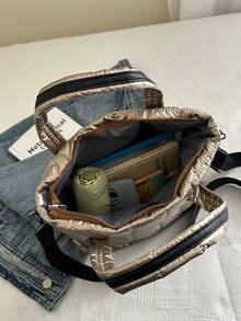 New Design Large Capacity Embroidered Plaid Cotton Handbag, Fashionable Tote Shoulder Bag, Lightweight For Women - Multicolor - View 10