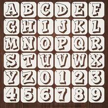 36pcs Graffiti Letter & Number Reusable Stencil Templates, 3.94x3.94 Inches, For Wall Painting, Furniture, Tiles, Fabrics, Doors And Windows - 36pcs - View 1