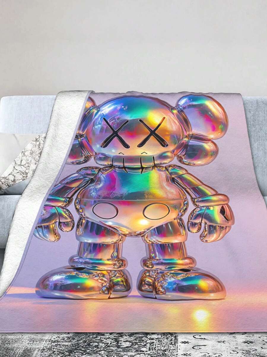 Kawss Kawaii Kaw Blanket The Ultimate Anime Fan Gift - Luxuriously Soft Flannel Blanket, Cartoon Printed Throw For Home, Camping, Travel, Perfect For Christmas & Birthdays - màu đen - Xem 1