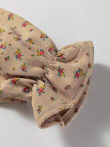 Acelitt 燕麦色波西米亚格子拼接，花卉细节装饰，拼接格子图案，做旧设计，荷叶边袖口，华夫格针织，可拆卸宽松外套，冬季 - 彩色 - 查看 9