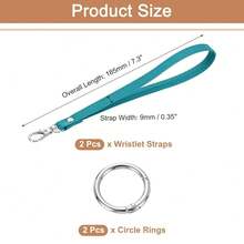 Uxcell Wristlet Strap, PU Leather Wrist Lanyard Keychain Hand Strap Replacement With Ring For Wallet Purse,Cyan - Cyan - 查看 3