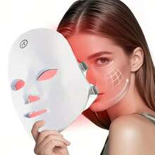 Aedwdpe LED Face Mask 7-Color Light Therapy Device, USB Rechargeable, Suitable For Facial Use - Facial Skincare Tool - 白色 - 查看 6