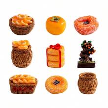 Miniature Creative Simulation Persimmon Figurine Persimmon Ruyi DIY Decoration Blind Bag Accessories Miniature Miniature Small Ornament - 4號-橘紅色柿子 - 查看 7