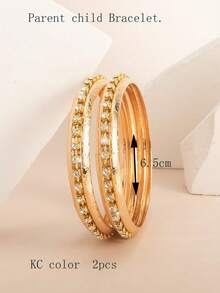 2pcs Bling Bling Elegant Glitter Palace Style Claw Chain Wide Bracelet - one-size - View 10