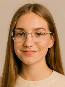 1 pieza Gafas de moda con lente transparente y diseño único de mujer con ojos de gato de metal con rhinestones - transparente - Ver 34