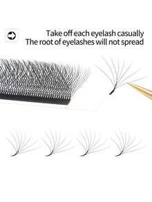 XIUSUZAKI Automatic Flowering W Shape Bloom 8D Premade Fans Eyelashes Extensions Natural Soft Individual Lashes 12Rows - Black - View 19