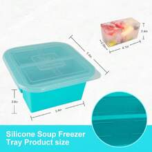 Silicone Freezer Tray With Lid 2 Pack Silicone Freezer Molds Ice Cube Tray Makes 4 Perfect 1 Cup Portions  Meal Prep Containers- Oven & Dishwasher ,28245511 - 淺灰紫 - 查看 5