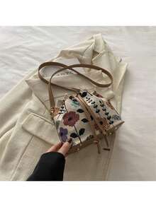 Cute Women Bucket Bag, Adorable Floral Handbag, Flower Wallet, Mini Embroidered Boho Style Bag, Drawstring Wallet, Crossbody Bag, Mini Bag - Multicolor - View 13