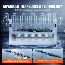 Limpiador ultrasónico de armas  de 10 l, máquina de limpieza ultrasónica profesional de 300 W con temporizador y calentador, limpiador ultrasónico digital de 40 kHz con cesta para piezas de armas, balas y suministros militares - 10 litros - Ver 3