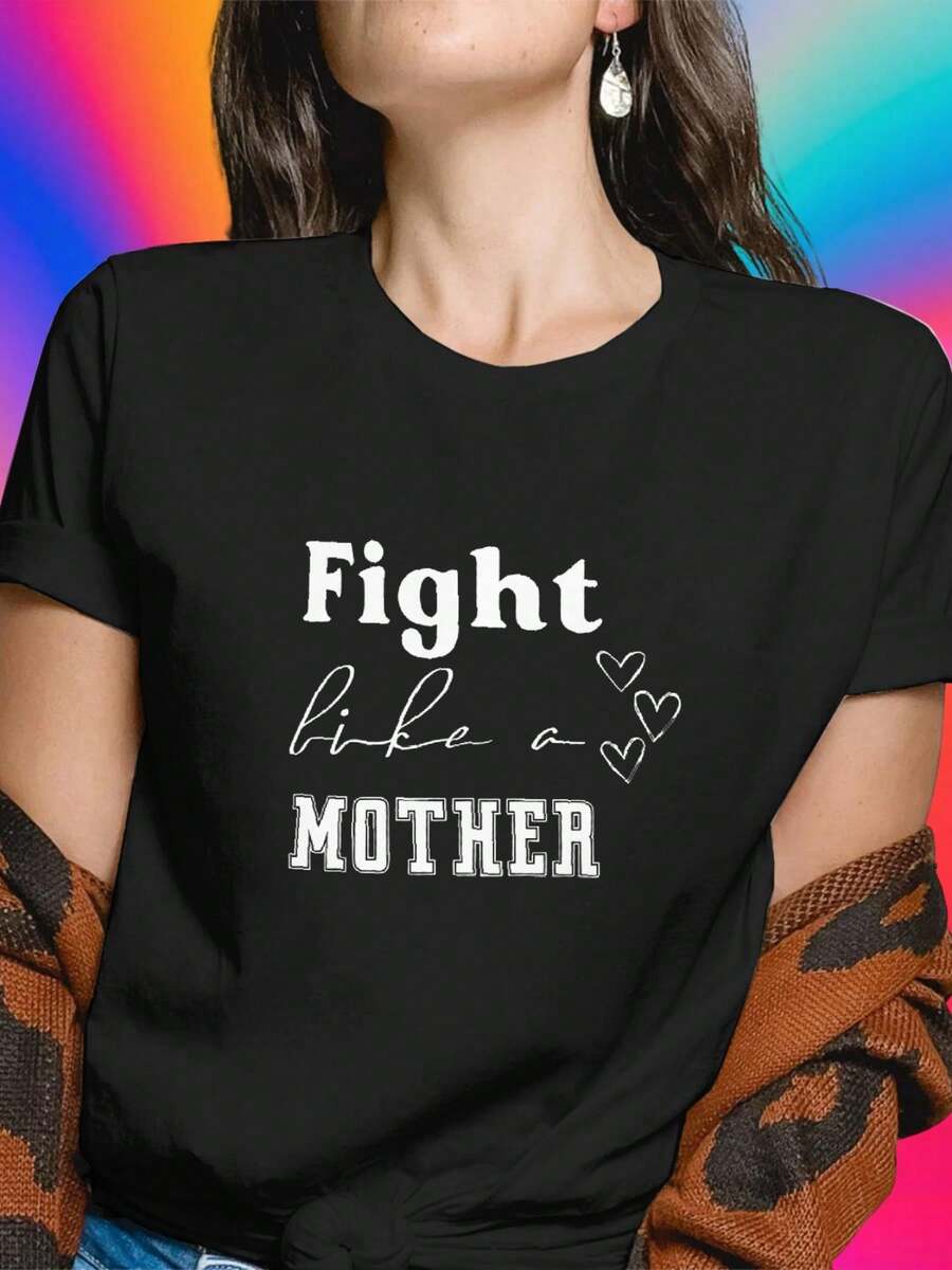 Camiseta Doble Color Mujer Fight like a MOTHER Moda Juvenil Estilo Urbano Última Oferta Especial Calidad Premium - Negro - Ver 1