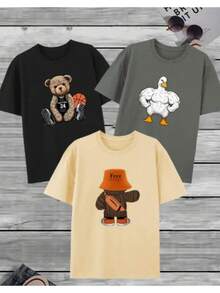 Camisetas Estampadas para Hombre Cómodas Básicas Estilo Casual Algodón Suave Diseño Moderno Ajuste Relajado Ligero y Transpirable para Ocasiones Diarias - Multicolor - Ver 2