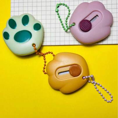 3 piezas Cortador de papel portátil mini, abridor de cajas con forma de pata de gato apto para el hogar, la oficina, la escuela, manualidades y embalaje, artículos de papelería esenciales