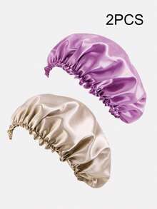 2件装女士缎面蕾丝边睡眠帽、化疗帽、护发帽，适合日常使用