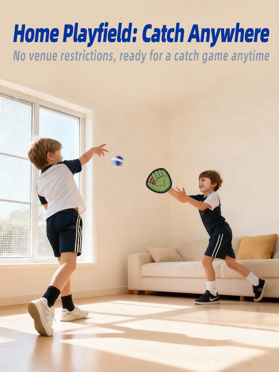 3-12岁儿童棒球训练手套，3种颜色可选（活力红/清新蓝/自然绿），专业柔软皮革材质，防滑设计，适合户外运动、幼儿园游戏、亲子互动玩具，便携收纳设计，儿童圣诞节及家庭聚会礼物（含2个粘性棒球）